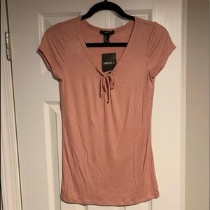 Forever21 pink lace-up T-shirt -NEW W/TAGS! Large